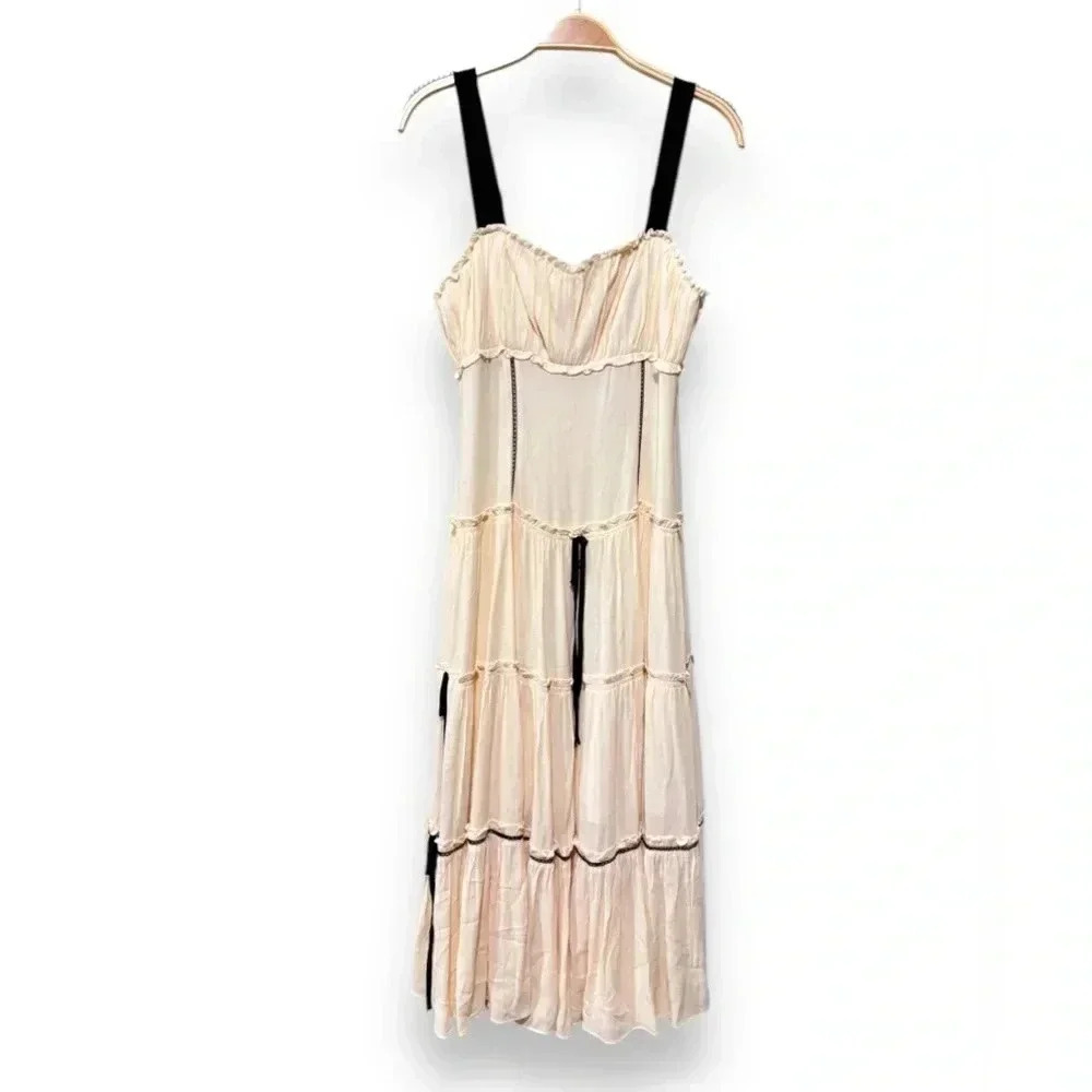 Cinq à Sept Cream and Black Midi Dress